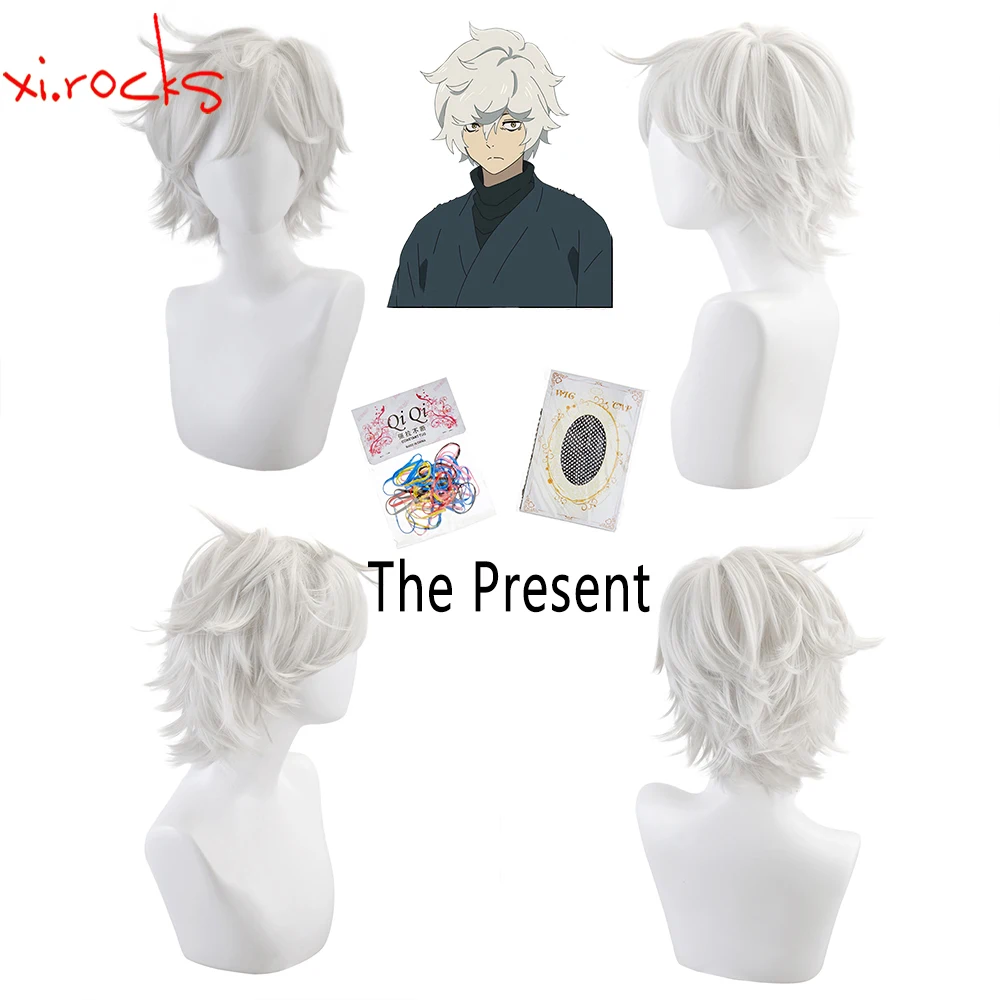 

Xi. Rocks 3839 Anime Jigoku Raku Leading Actor White Cosplay Wig for Adult Halloween Party Costumes