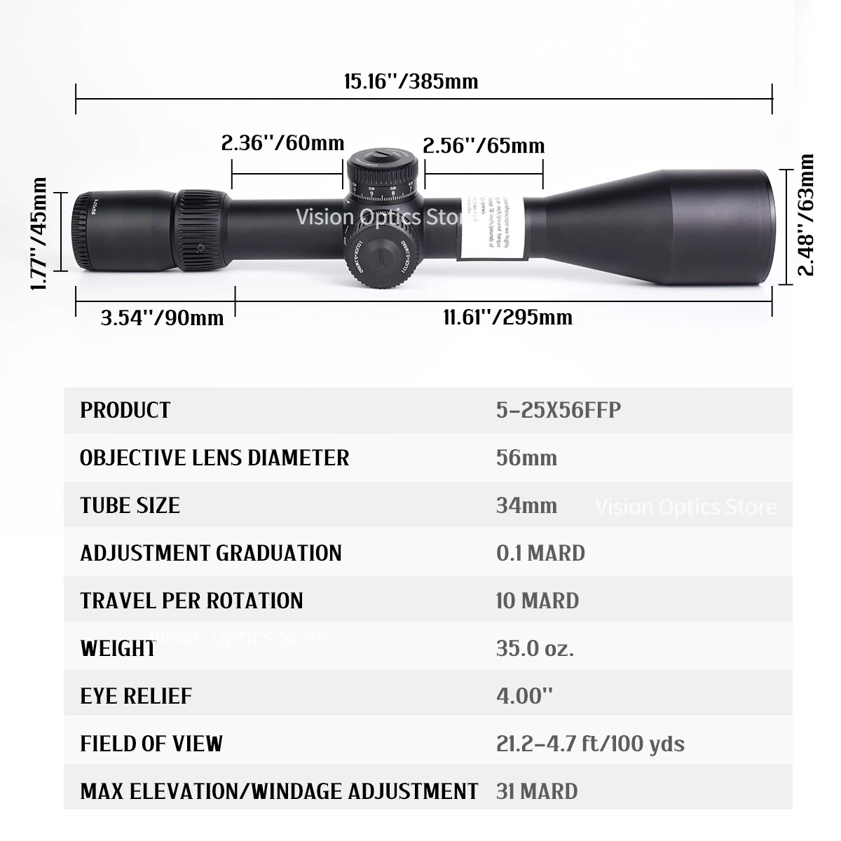 VT 5-25X56 (FFP) Tactical Optics Scope EBR-7C (MRAD) Reticle Riflescope 6-24X50 Hunting Scope for Hunting & Competitive view 5