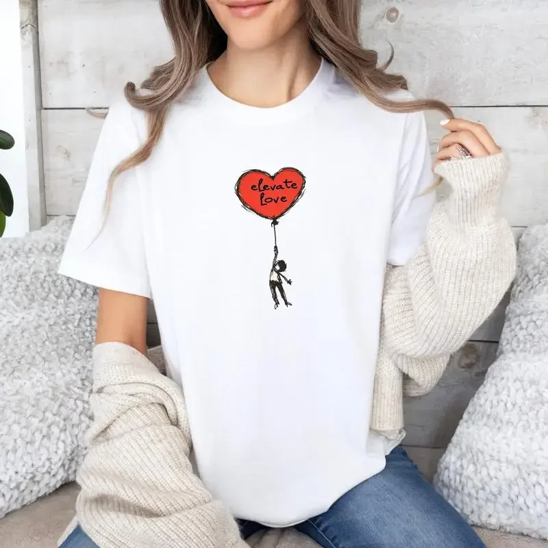 Elevate Love Heart Balloon T Shirt drawing funny fun cute easy
