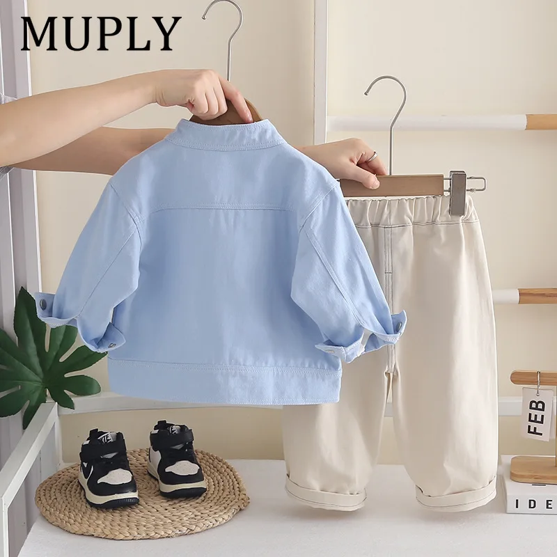 Baby Toddler 3Pcs Clothes Set Boys Girls Spring Cotton Stand Collar Zipper Jacket T‑shirt Pants Casual Kids Outfit