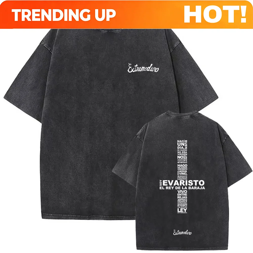 Washed Vintage Rock Band EXTREMODURO Tour 2026 T-shirt Men Fashion Hip Hop Street T Shirts Women Summer Loose Oversized T Shirt