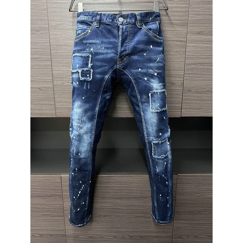 

Luxury 2024 Zipper Men's Stretchy Ripped Skinny Biker Jeans Men Slim Hip-Hop Pencil Pants Scratched High Quality Jean