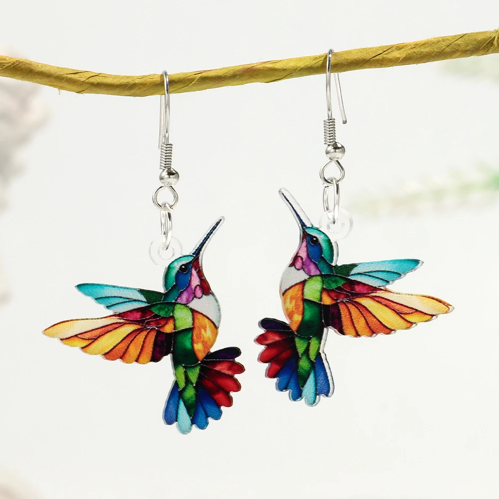 Women's Cute Colorful Hummingbird Dangle Earrings