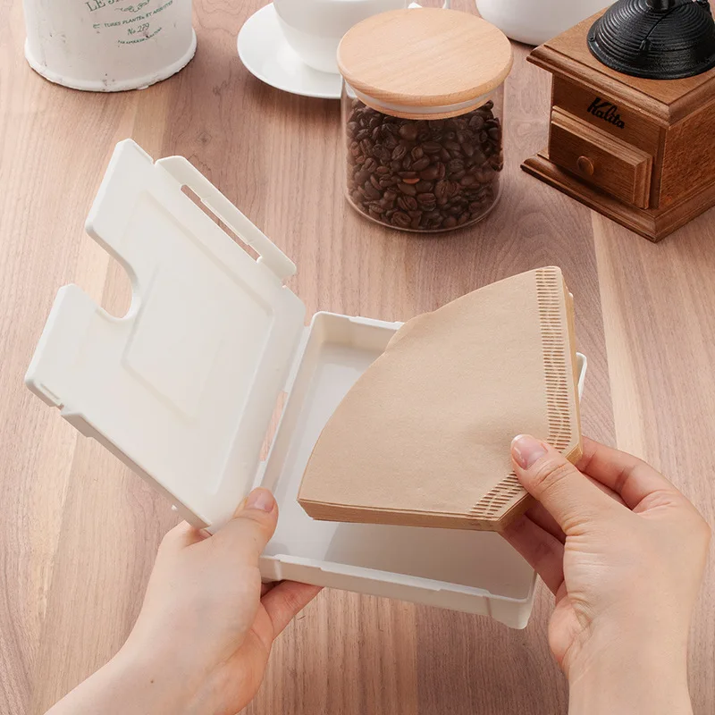 Home Magnetic Suction Wall-mounted Coffee Filter Paper Storage Box Square Hand-brewed Coffee Filter Paper Dust-proof Storage Box