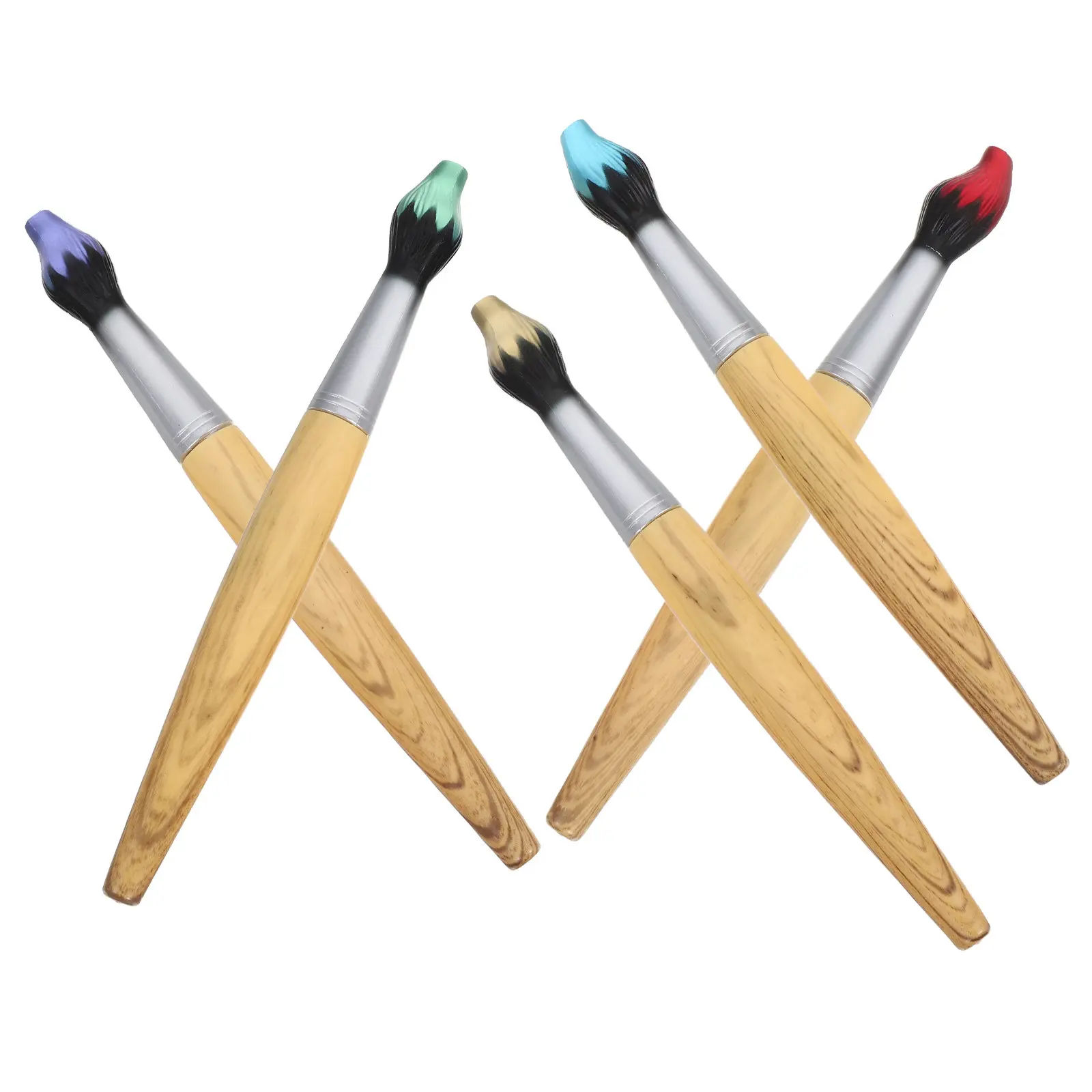 

5Pcs Wood Ballpoint Pens Creative Brush Modeling Stylish Portable Writing Pen Household Gift Pen Smooth Writing Accessory