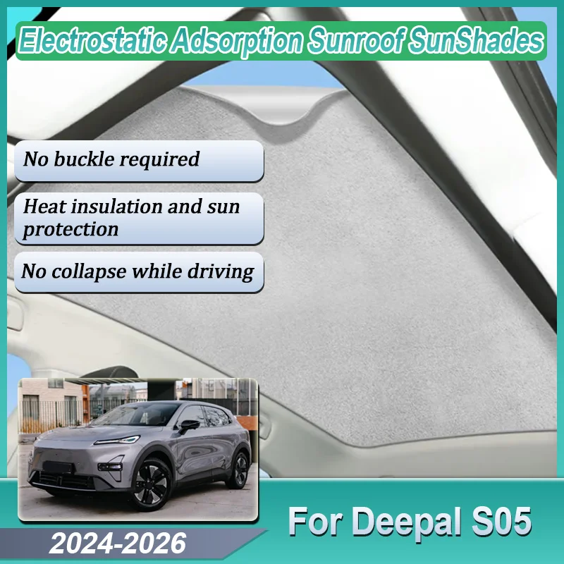 For Deepal S05 2024 2025 2026 Sunroof Sunshade Car Sun Protector Electrostatic Adsorption Anti-ultraviolet Stickers Accessories
