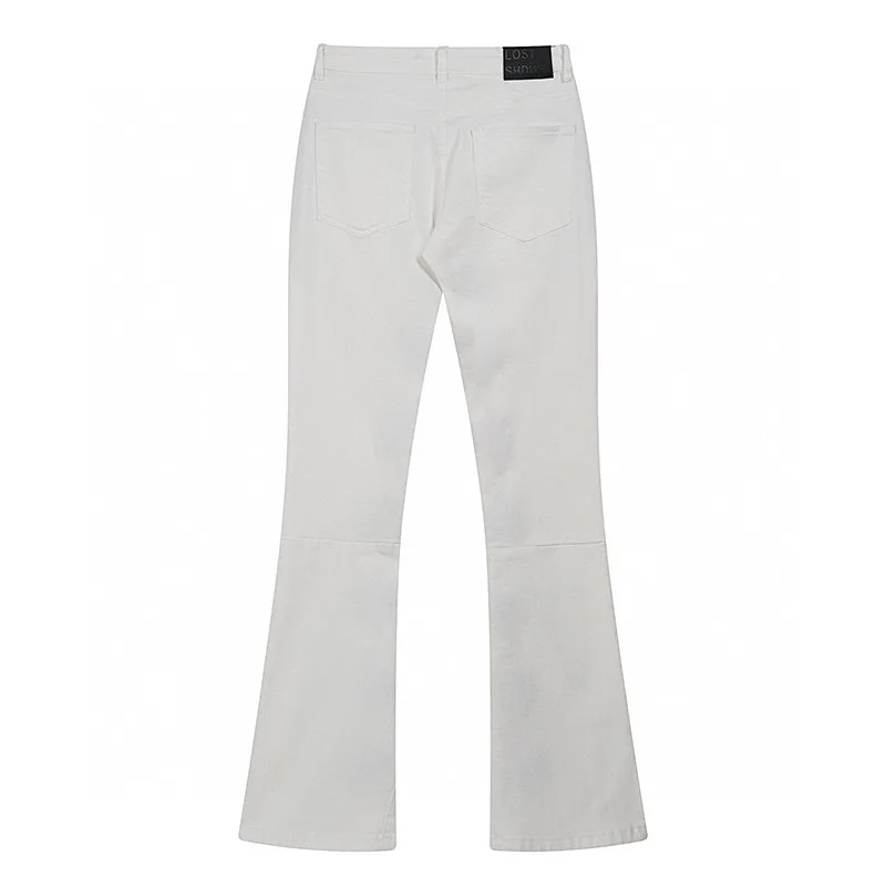 25fw Men Women Unisex Fashion Jeans LOSTSHDWS Jeans Micro Flare Jeans Emboridery Sunflower Denim Pants With Tags