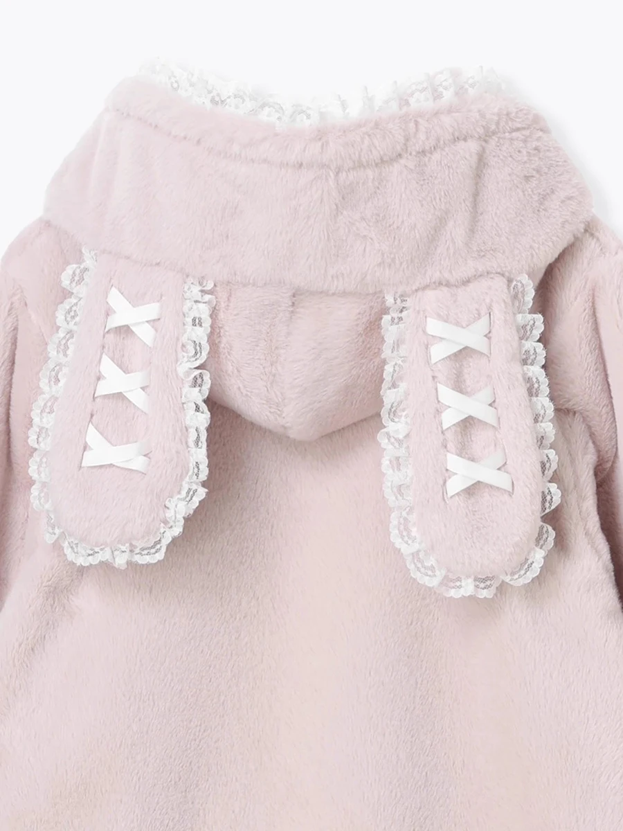 

Лаутаро Осень Зима Милая Красивая Мягкая Черная Искусственная Шуба для Женщин с Ушками Кролика Плиссированный Кавайный Розовый Пуховик Худи 2025 шубка женская шуба женская из искусственного меха куртка женская зимняя