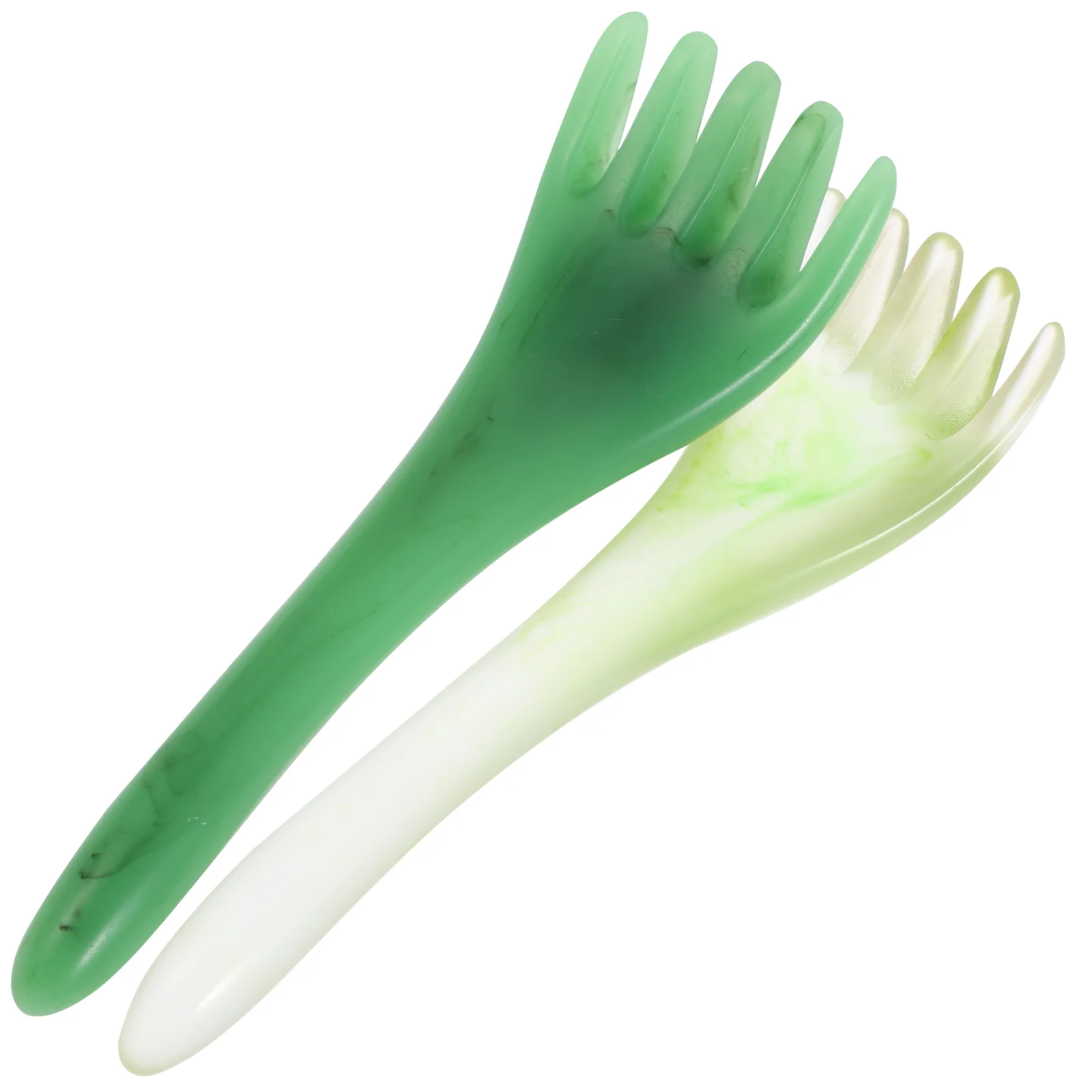 

2 Pcs Guasha Tool Face Hair Comb Massager Foot Scalp Head Scrubber Claw Green Resin Beeswax