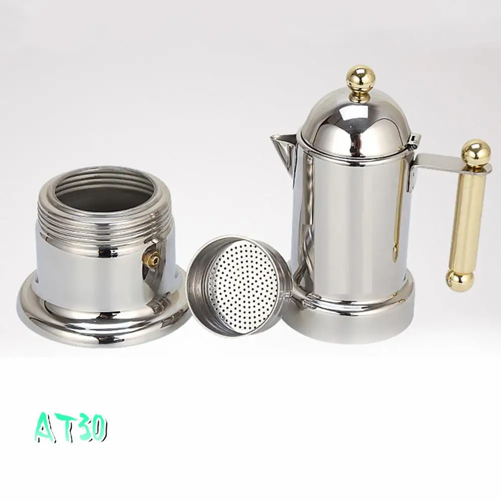 

Thickened Italian Espresso Maker For 4 Servings Cup,Stainless Steel Mocha Coffee Maker Pot For Stovetop&Induction Home-AT30