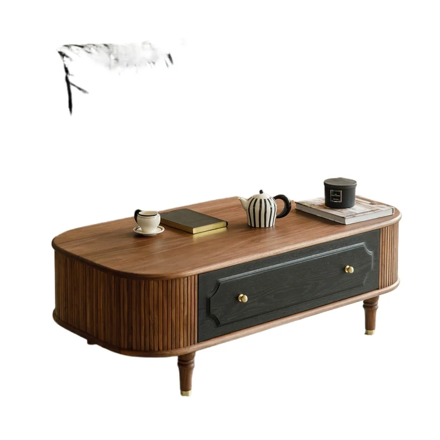 

Simple modern North American black walnut, large board table tea table restaurant high-end oval