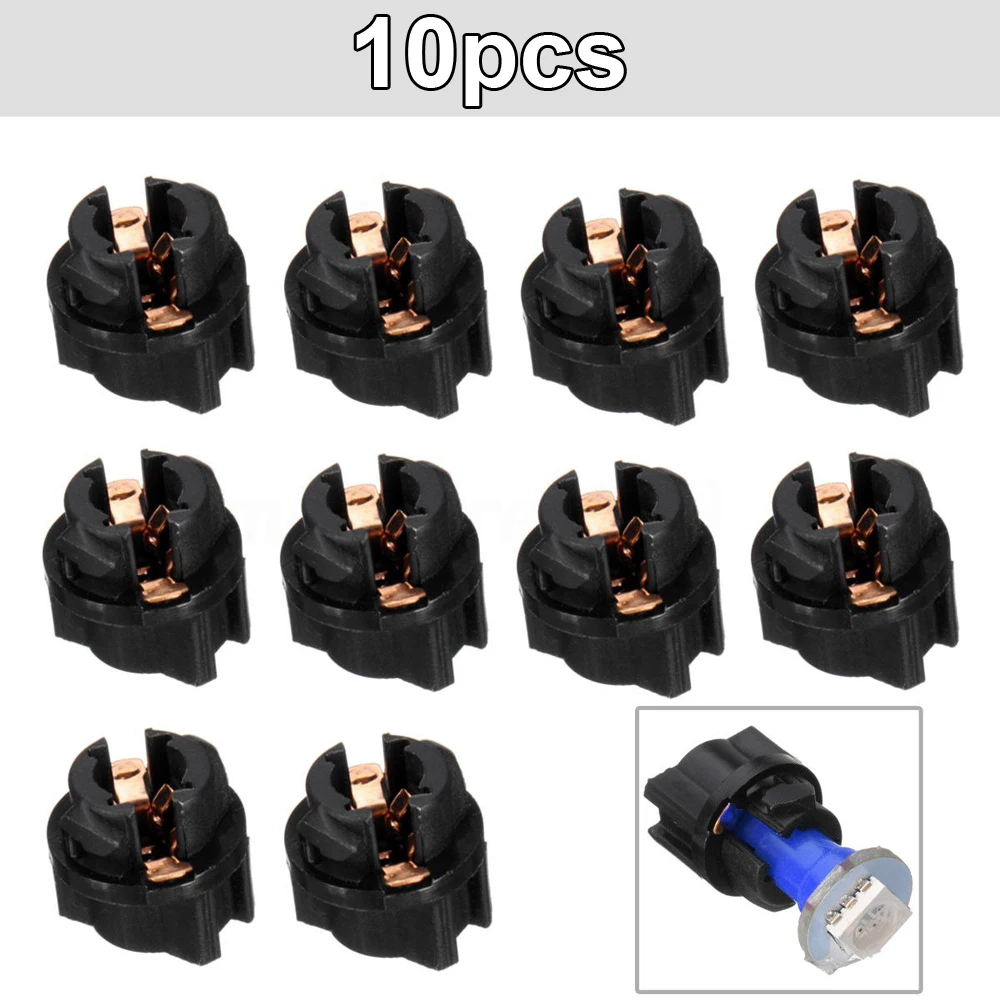 10Pcs T5 Socket Twist Locks PC 74 Instrument Panel Clusters Plug Dash Lights Bulb Holder Durable Interior Accessories