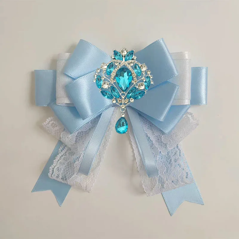 المرأة ربطة القوس فيونكة كليب الحفل ضوء عصا الانحناء الأصلي اليدوية الفاخرة لوليتا موحدة قميص الملحقات حجر الراين طوق زهرة