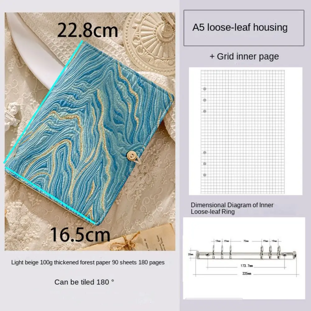 Diary Notebook A5 Fabric Art Notebook Soft Paper Retro Literary Notebook Durable Portable Sinicism Notebook Study