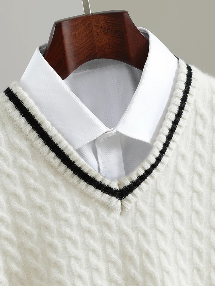 Fimora-Camisola grossa de cashmere masculina, tricô para cabos, pulôver inteligente, malhas casuais, estilo luxuoso, alta qualidade, 100% cashmere