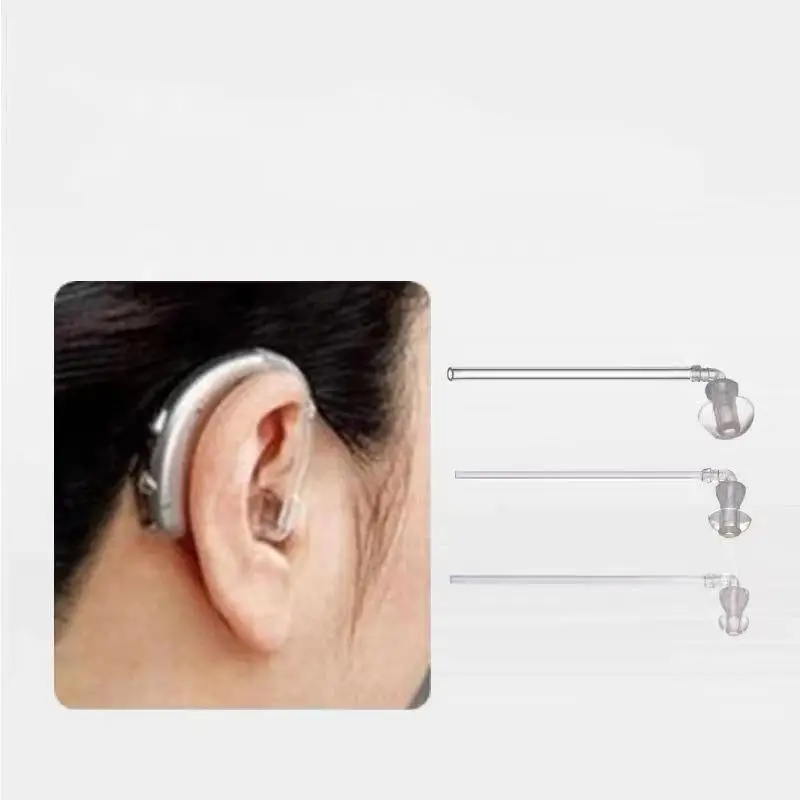 New 1Set Portable Hearing Aid Ear Tips Acoustic Tube Connector Silicone Ear Tips Hearing Aid Replacement Parts Soft Ear Tips