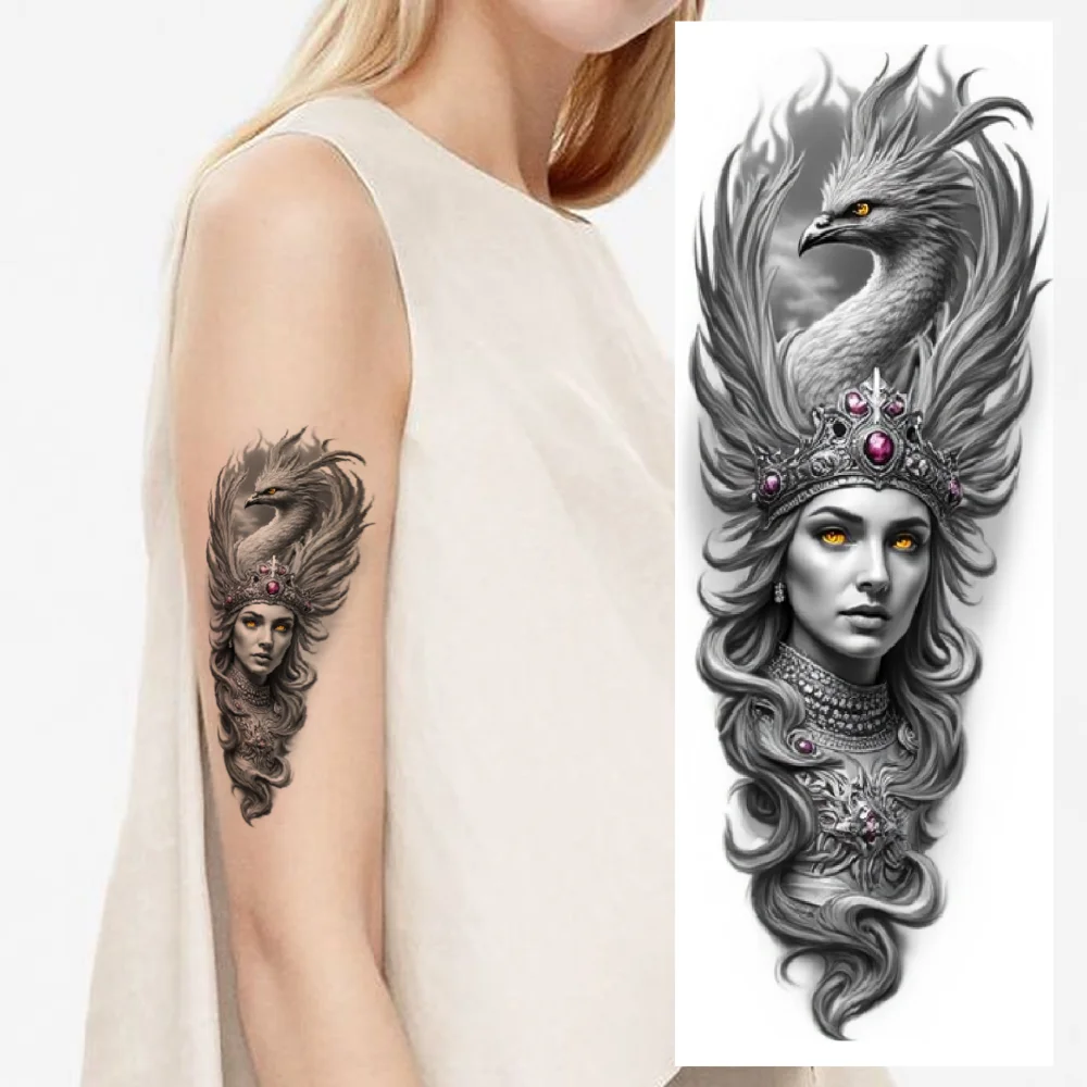 

12pcs Temporary Tattoo Clock Waterproof Long-lasting Body Stickers Eagle Candle Realistic Temporary Tattoos Blackbird For Male