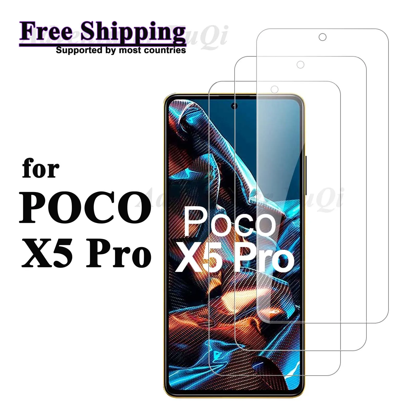 

Screen Protector For Xiaomi POCO X5 Pro, Tempered Glass HD Transparent 9H Anti Scratch Case Friendly High Aluminum