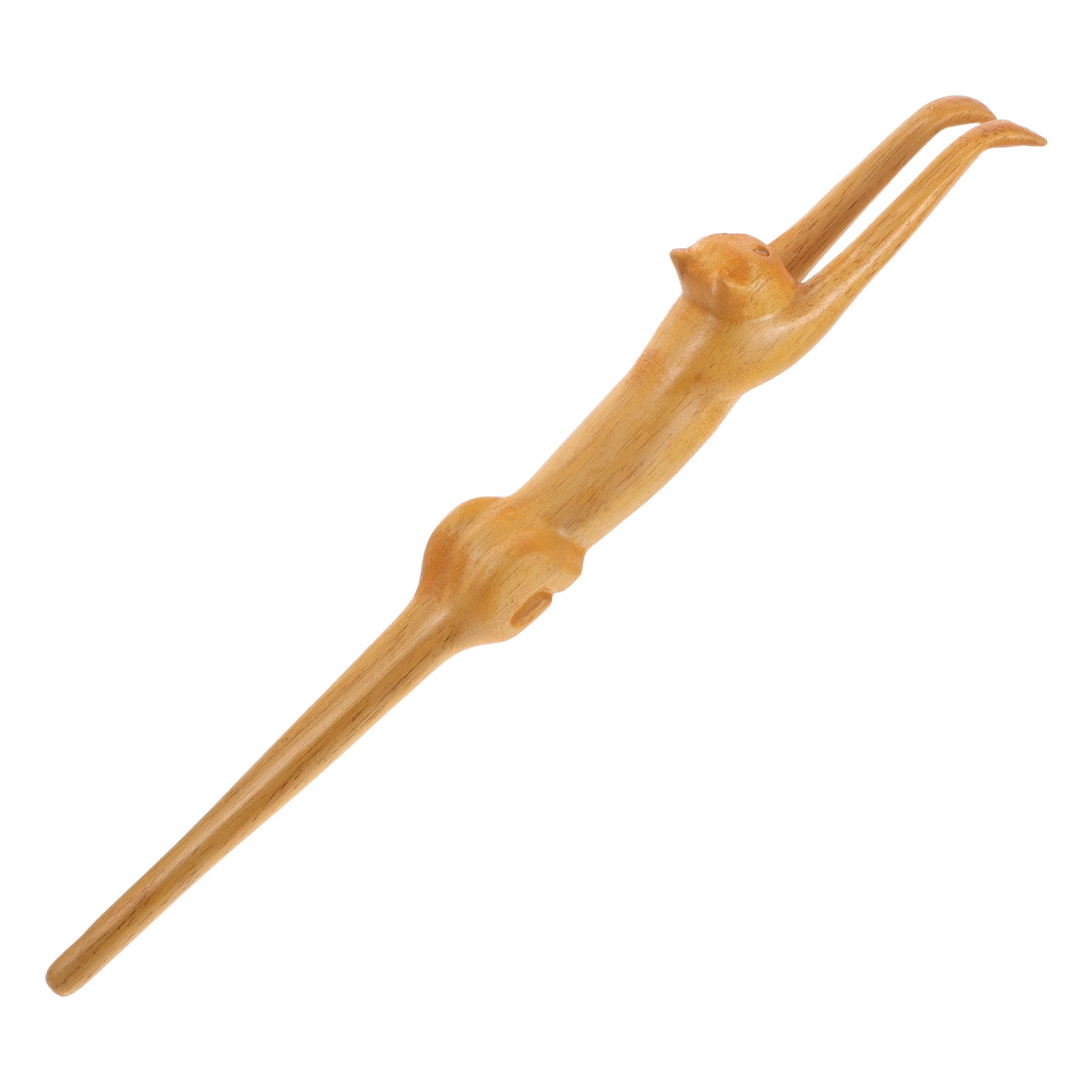 

Long Handle Back Wooden Scratcher for Men Brown Tool Cat Shape Itch Relief Body Massage Accessories