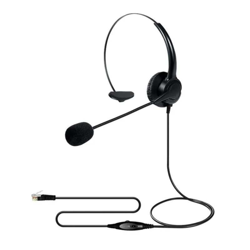 Super Sale Wired Landline Phone Customer Service PhoneMono-Ear Headset Adjustable Operator Dedicated Headphones RJ Connector