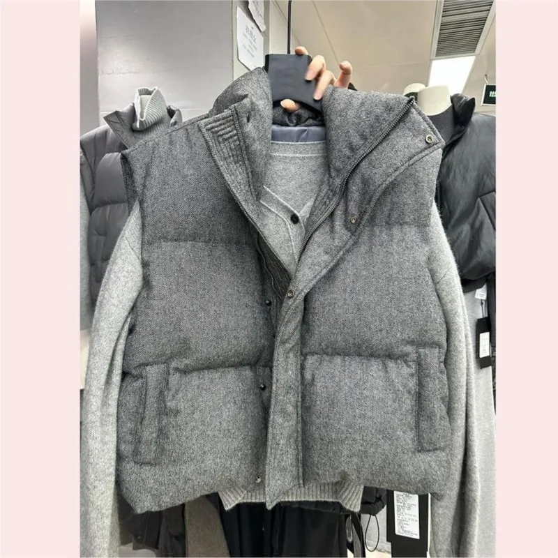Chic Streetwear Personalized Vest Short Parkas Casual Elegant Coat Advanced High Street Moda All-match Women Jacket