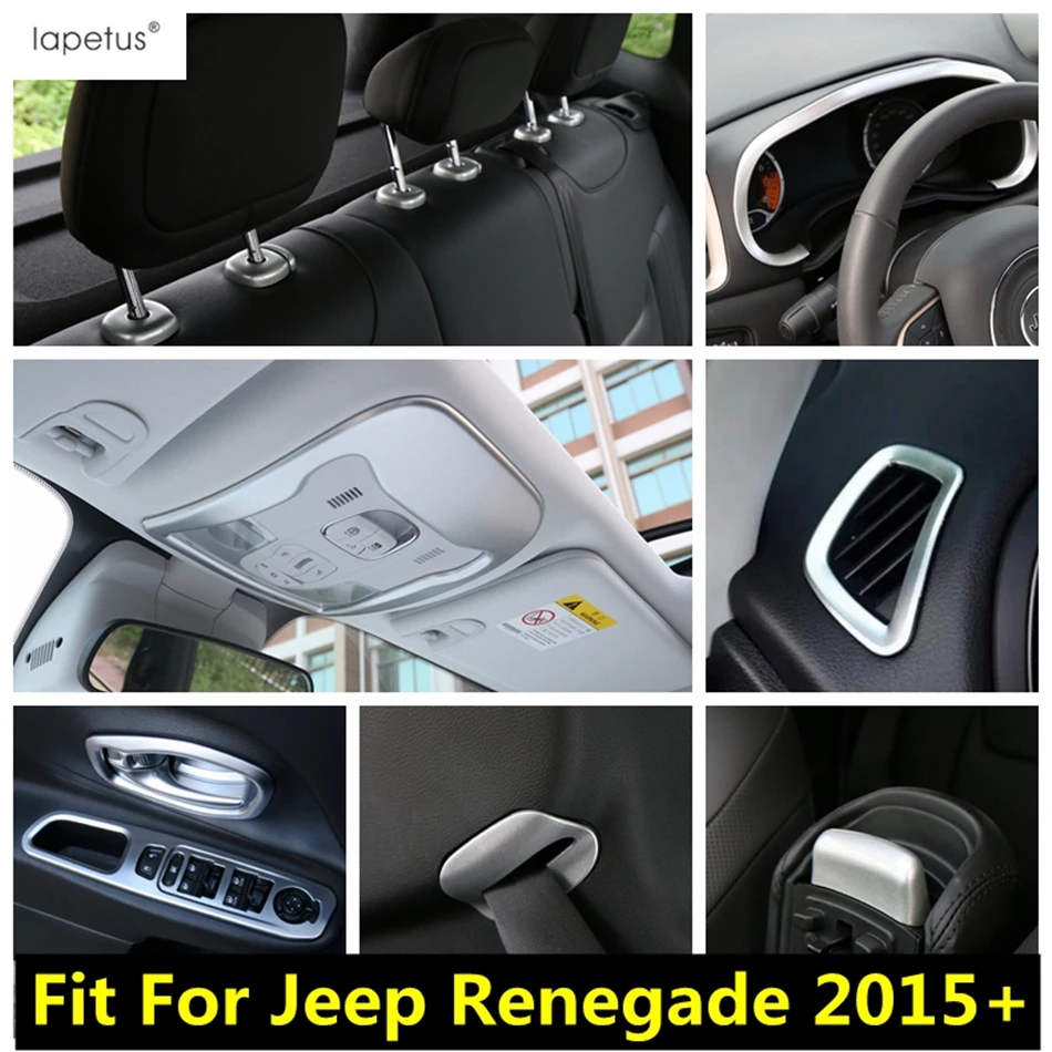 

Seat Safety Belt Buckle / Roof Read Light Lamp Frame / Window Lift Cover Trim Matte Accessories For Jeep Renegade 2015 - 2020