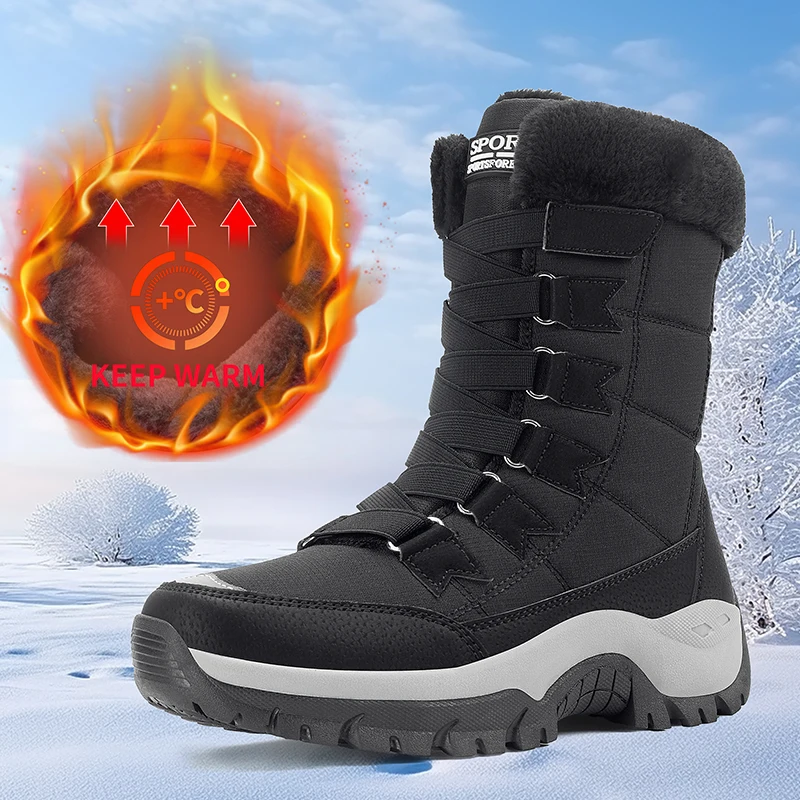 

New Winter Women Boots High Quality Warm Women's Snow Boots Comfortable Ankle Boots Outdoor Waterproof Hiking Boots Size 36-42