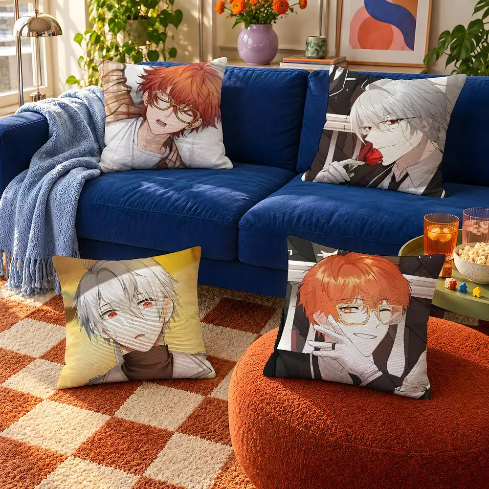 Game Mystic Messenger MysMe 707 Saeran Cushion Cover Throw Pillow Soft Short Plush Cozy Durable For Sofa Bedroom Home Decor Gift