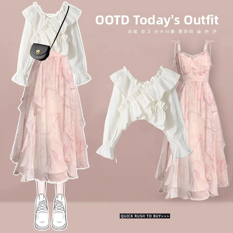 

Fashionable Salt Series Set Short Sleeve Floral Dress Slimming Small Stature Clothing Summer Collection Women's Ensemble