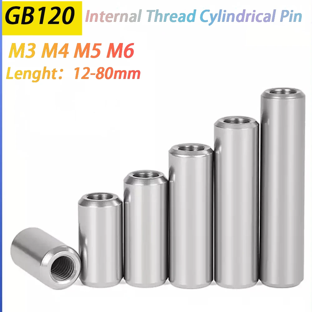 1-5Pc M3 M4 M5 M6 GB120 304 Stainless Steel Internal Thread Cylindrical Pin Internal Tooth With Hole Cylindrical Positioning Pin