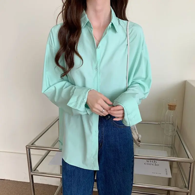 

Loose Long Sleeve Women's Shirt Korean Style Casual Fashion Spring Autumn Minimalist Design Versatile Simple Elegant Top