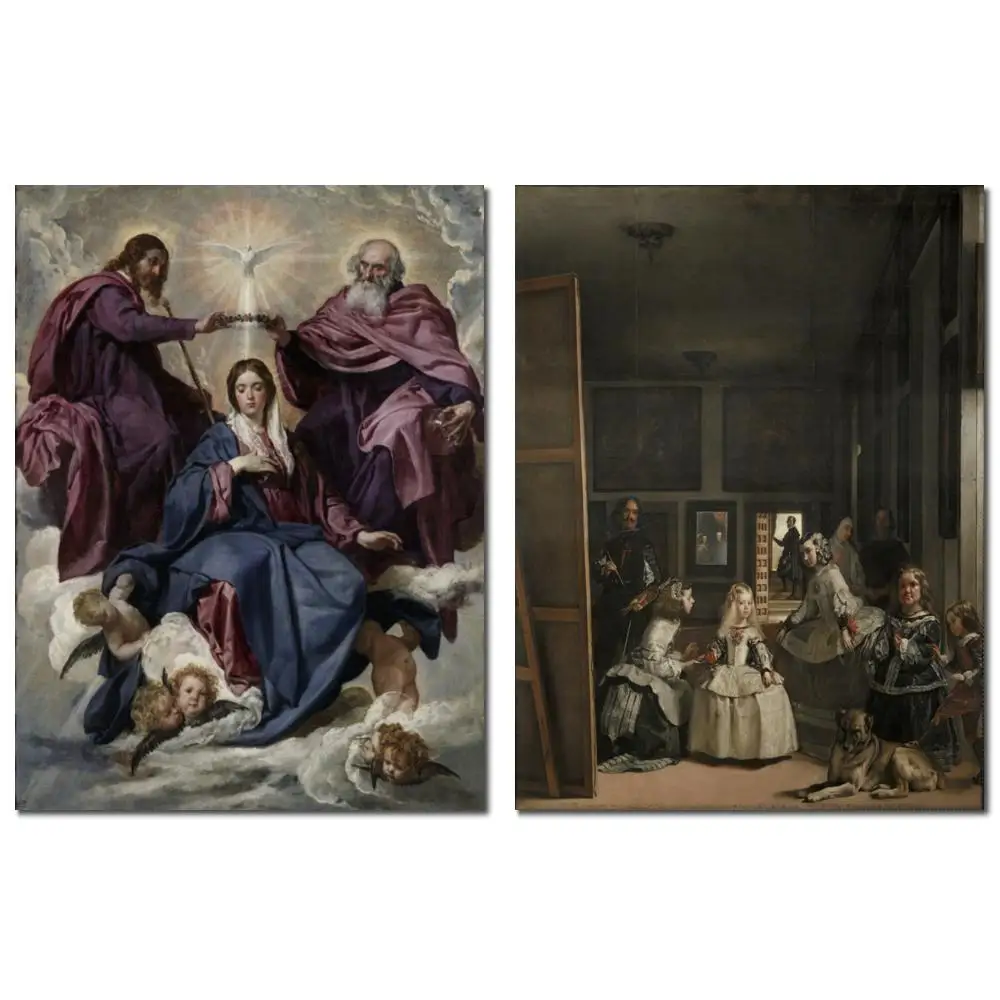 Classic Portrait Canvas Art Handmade Diego Velazquez Painting Coronation of Virgin Religious Artwork Modern Family Room Decor
