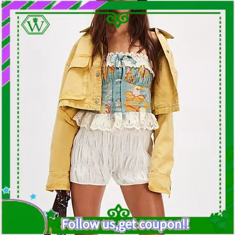 

A18P-Summer Cute Floral Print Tube Tops For Women 2025 Trendy Flowy Babydoll Top Y2k Going Out Peplum Tops