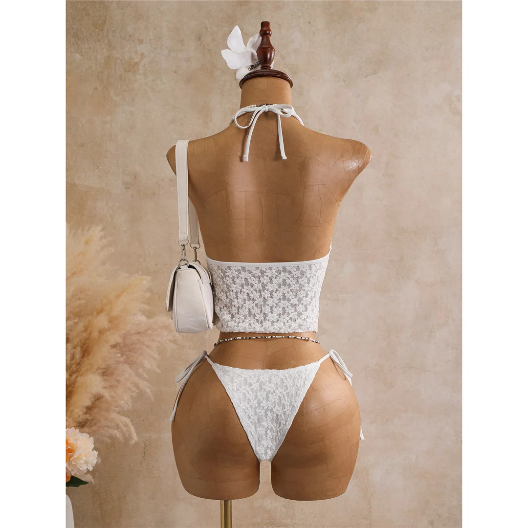 Tankini mit Blumenmuster, Neckholder-Bikini, Damen-Badebekleidung, zweiteiliger Bikini-Set, gepolsterter Badeanzug, Badeanzug, Schwimmbekleidung V8399 – Detail 6