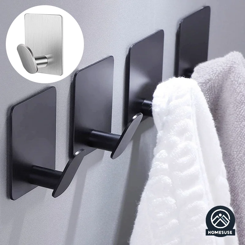 

Waterproof Adhesive Wall Hook Stainless Steel Bathroom Hooks Towel Holder Closet Hook Kitchen Hardware Multi-Purpose Hanger Hook