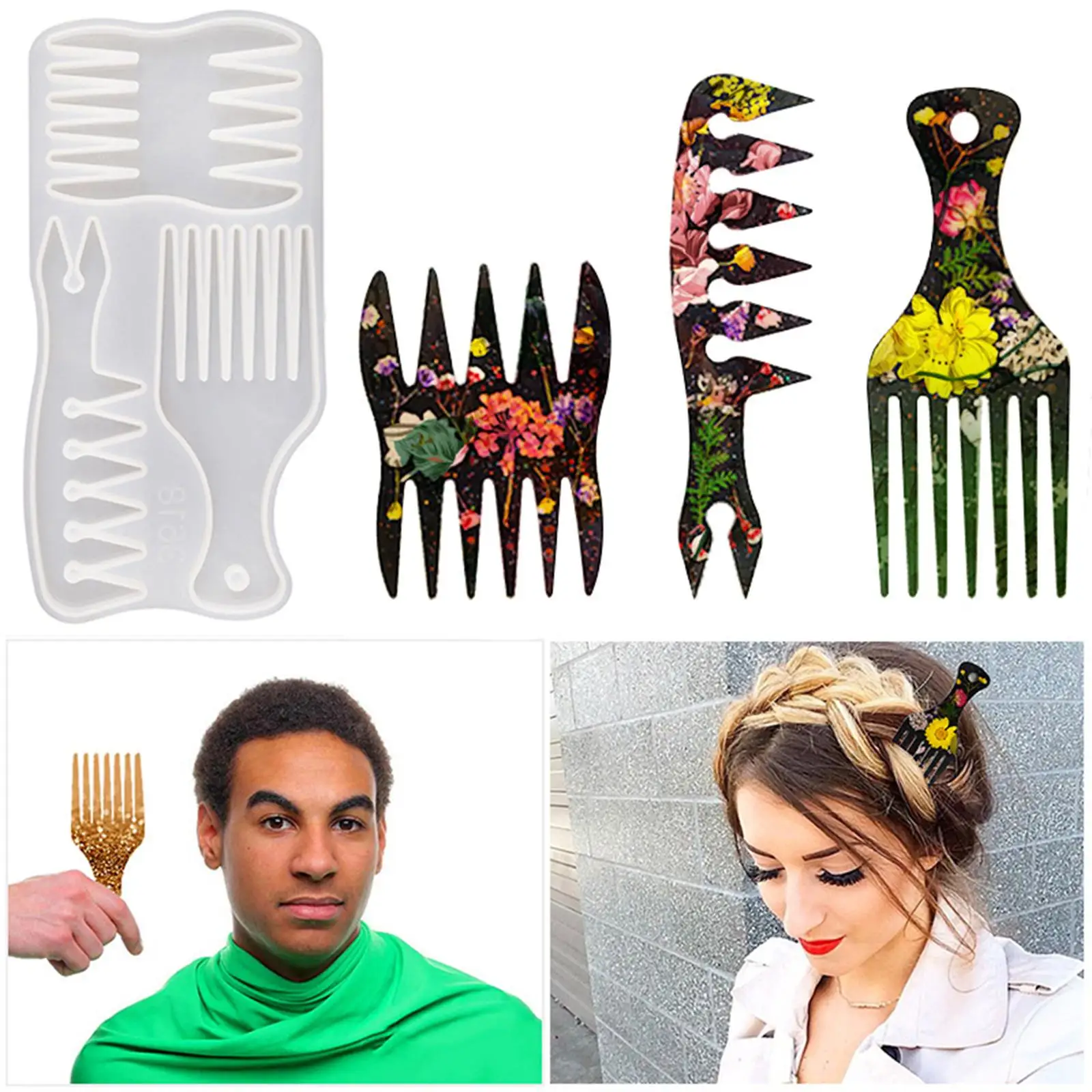 

African Hair Comb Resin Molds Craft Tools Hair Pick Mold Comb Resin Molds DIY Hair Pick Comb Molds Silicone Mold Craft Making