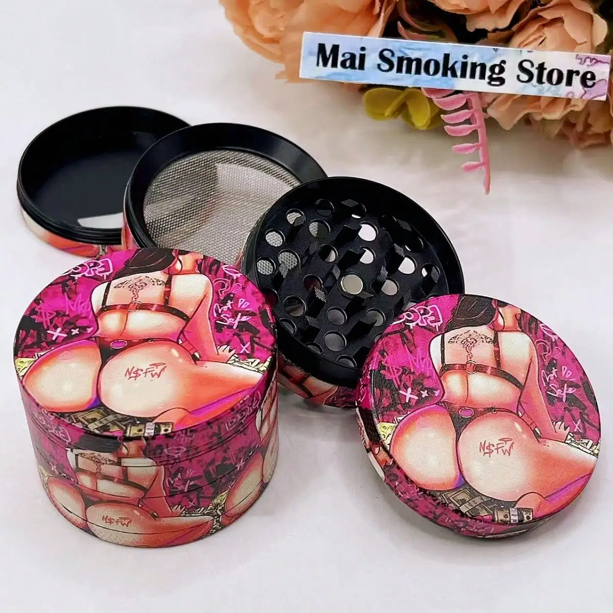 

2inch Sexy Girl Herb Grinder 4-Layer Manual Spice Mortar Salt Raw Grass Mill Tobacco Grinder Cigarette Tools Smoking Accessories