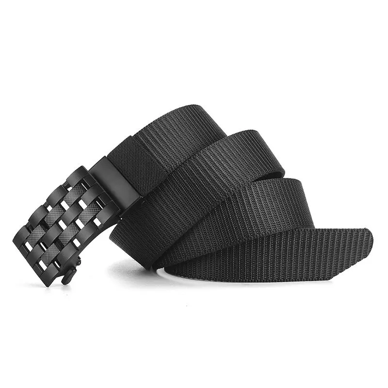 New Golf Sports Elastic Belt Tactical Belt Metal Automatic Buckle Tough Stretch Nylon Men Military Belt 110-140CM Big Size Belts