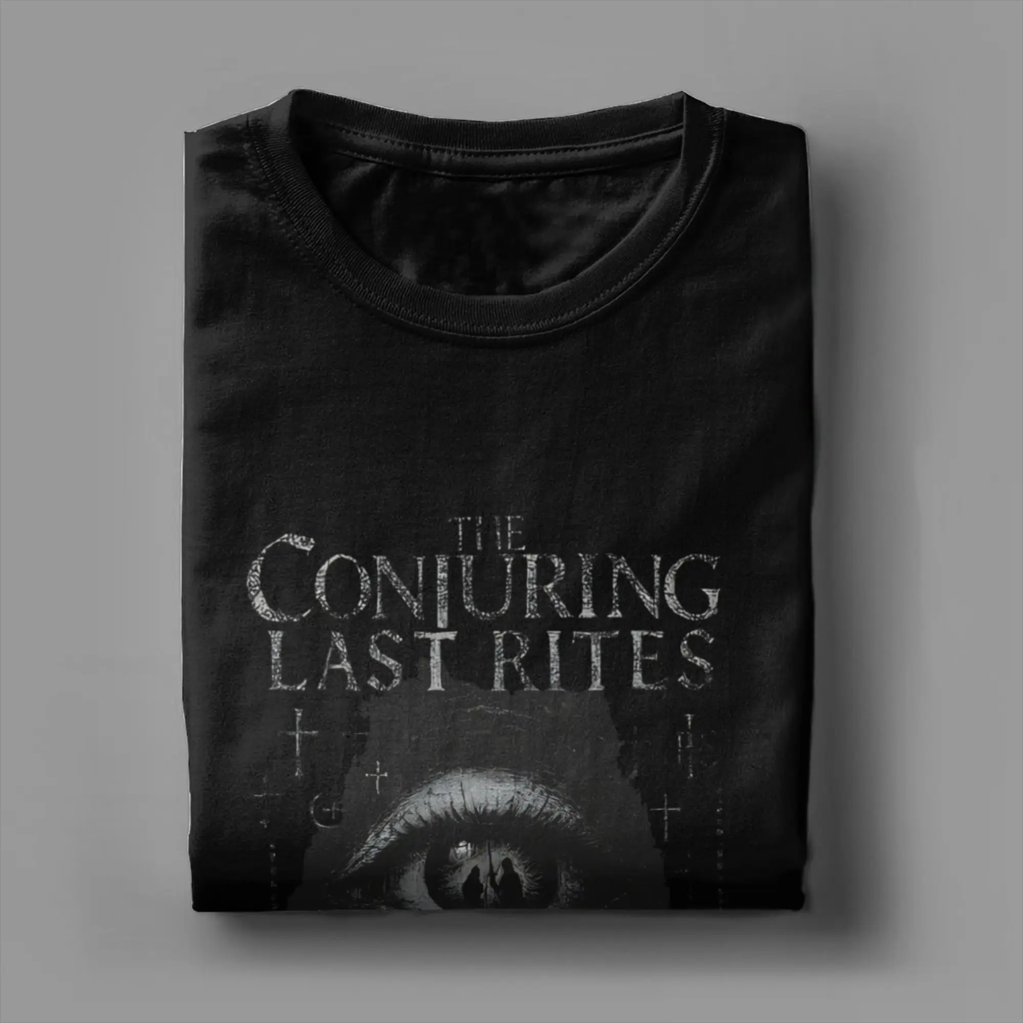 تي شيرت مطبوع عليه رسومات The Conjuring Last Rites لفيلم الرعب للرجال والنساء، تي شيرت قطني بأكمام قصيرة
