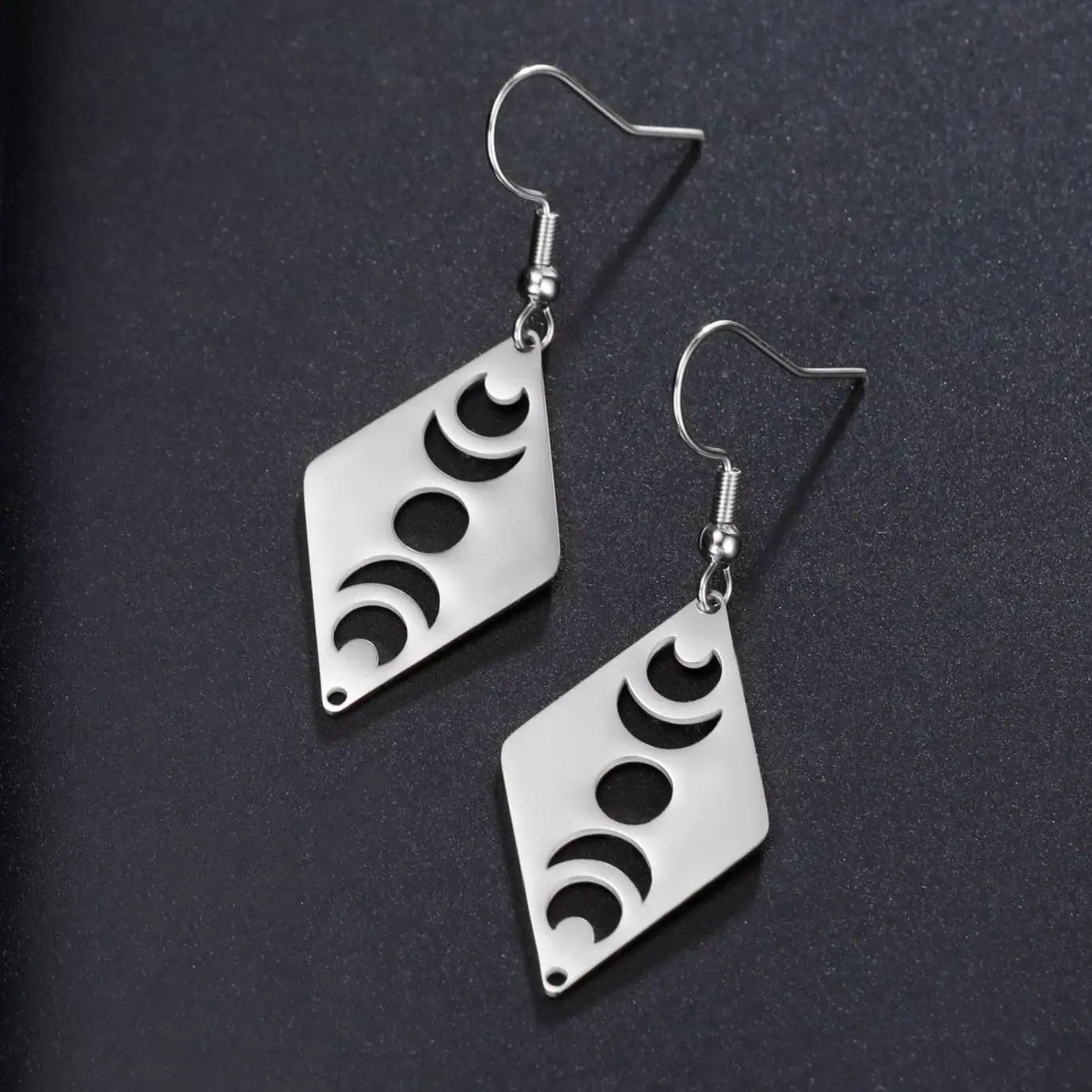 

LIKGREAT 2025 New Moon Phase Dangle Earrings Stainless Steel Jewelry Women Hollow Lunar Phase Wedding Party Valentine's Day Gift