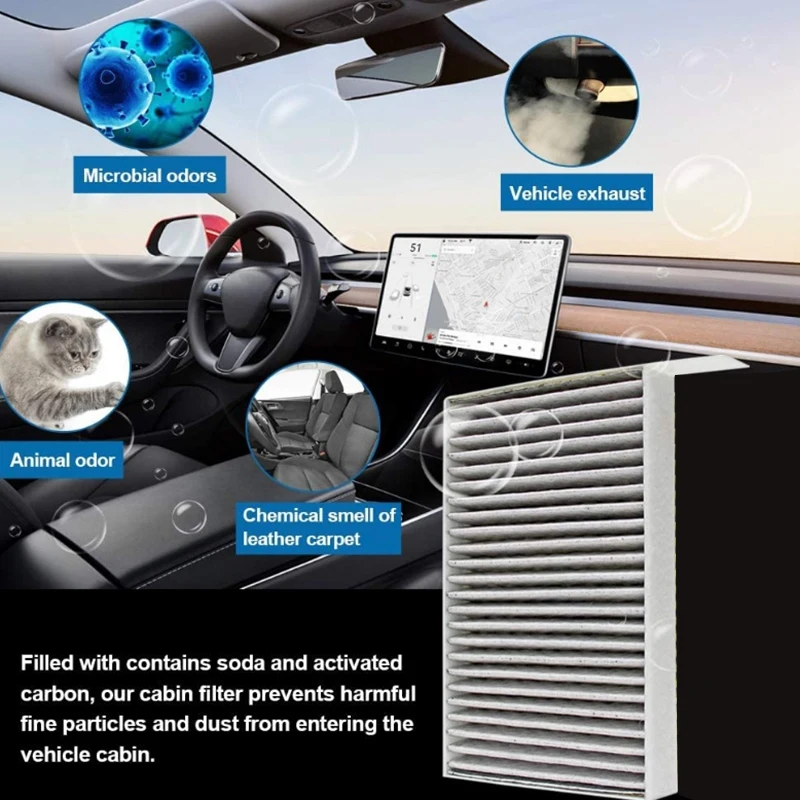 Cabin Air Filter For Tesla Model S Air Filter HEPA With Activated Carbon For 2012-2015 Model S 1035125-00-A-A91R