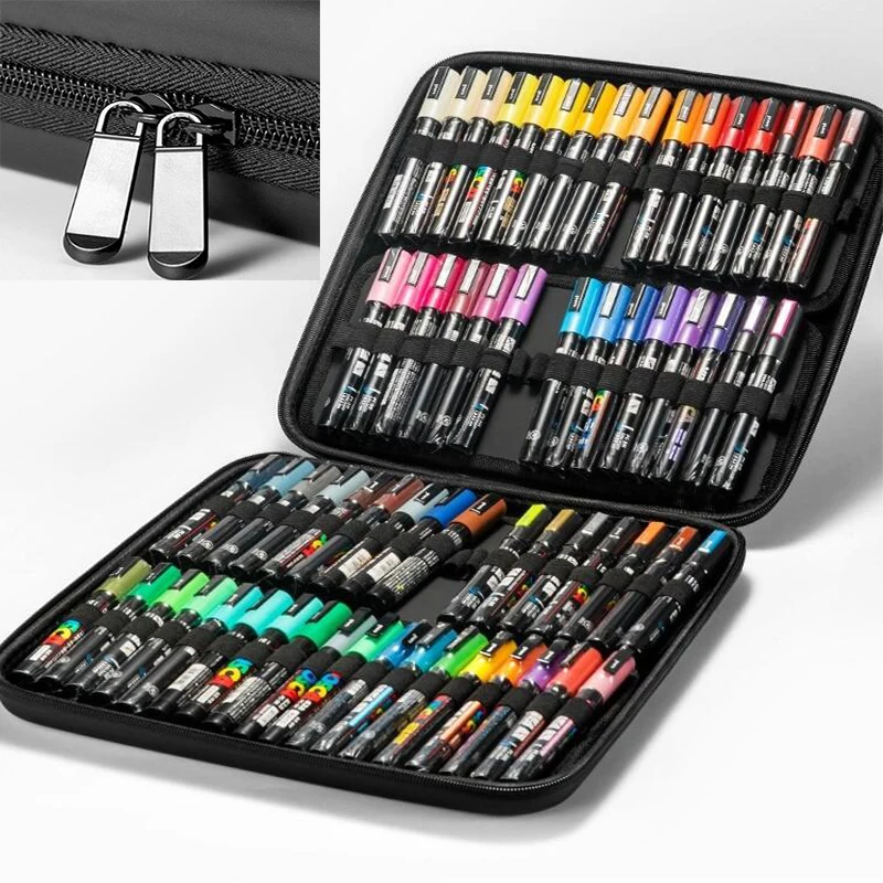 Imagem -02 - Papelaria Portátil 36 48 72 Buracos Slots Marcador Bolsa Case Organizer para Todos Posca Tamanho Marcador para Uni Pc1m 3m 5m 8k 17k