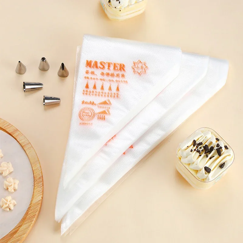 50PCS Disposable Pastry Bags Cake Cream Decoration Kitchen Icing Food Preparation Bags Cup Cake Piping Tools Baking Accessories