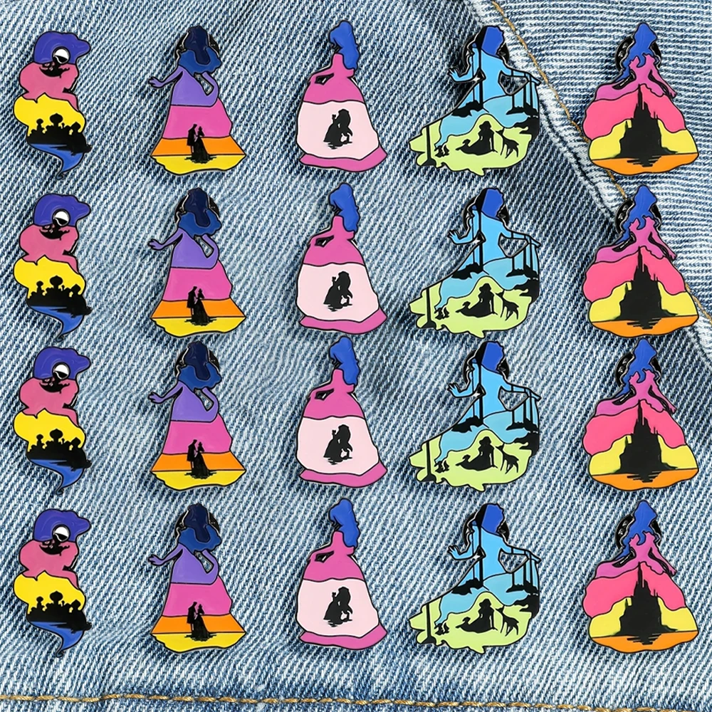 

20 Pcs Exquisite Cartoon Brooch Funny Princess Shadow Characters Enamel Pin Badge Jewelry Backpack Clothing Accessories Gift