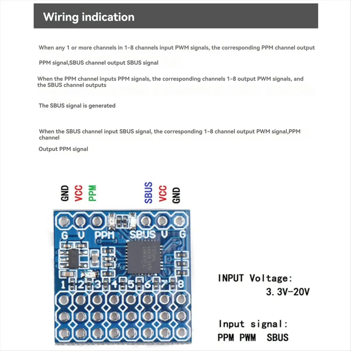 A99X SPP-SBUS 8CH Converter for PPM PWM SBUS Signal, 15A 3.3-20V for IA6B & X8R Receivers for RC Airplanes