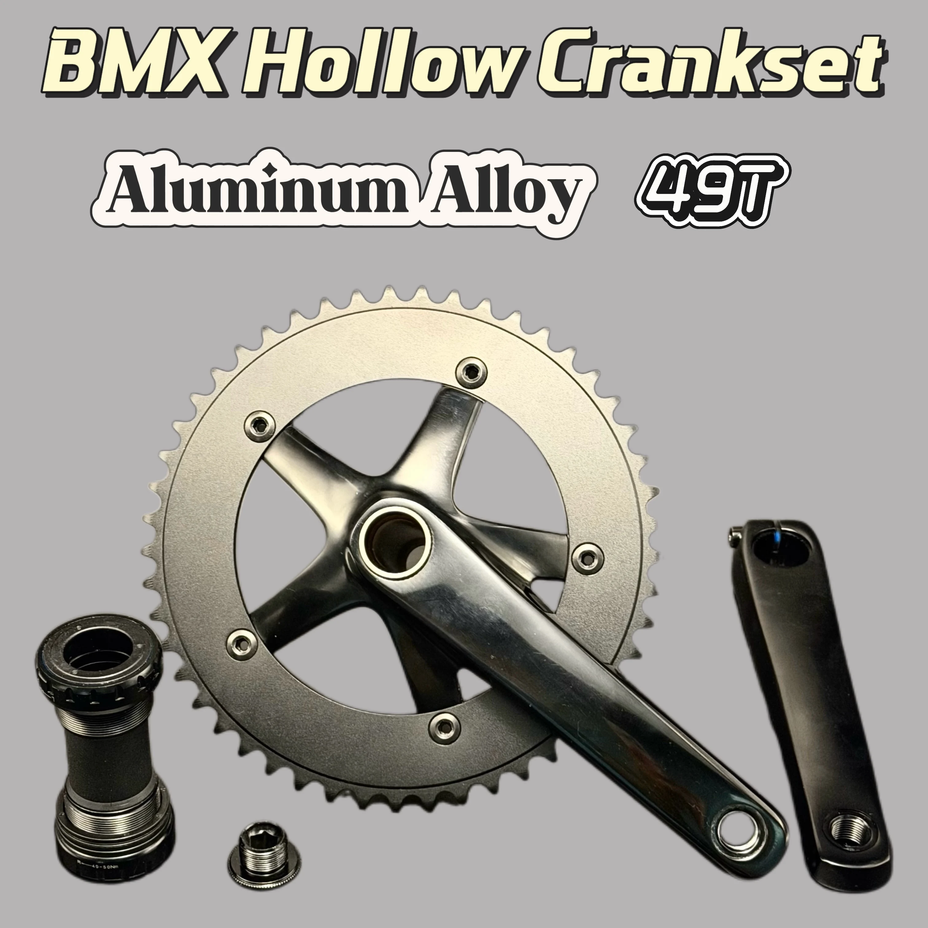 

BMX Hollow Crankset Aluminum Alloy 165mm Integrated Crank 49T 144BCD Chainring & Bottom Bracket, Fixed Gear Sprocket bike parts