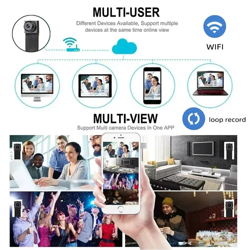 Imagen 2 del producto Nueva mini cámara WiFi 4K HD, compatible con visualización remota, detección de movimiento, grabación en bucle, cámara inalámbrica DIY para el hogar