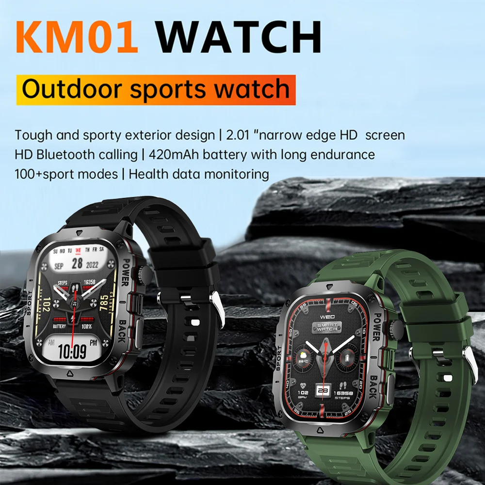 Reloj inteligente militar con GPS para hombre, pulsera con pantalla grande de 2,01 pulgadas, Monitor de frecuencia cardíaca, oxígeno en sangre, resistente al agua, Bluetooth, llamadas, nuevo