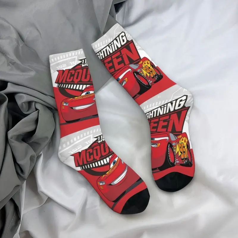 Calcetines divertidos de Rayo Mcqueen para hombre y mujer, medias deportivas cálidas con estampado 3D de coches, baloncesto