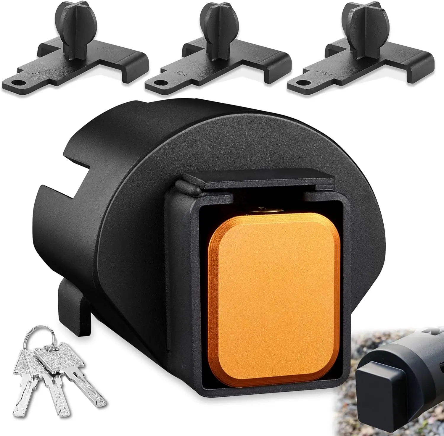 

2025 Updated Trailer Hitch Lock - Anti-Theft Coupler Lock for 1-7/8', 2', 2-5/16' Couplers, Heavy Duty with Weatherproof Silicon